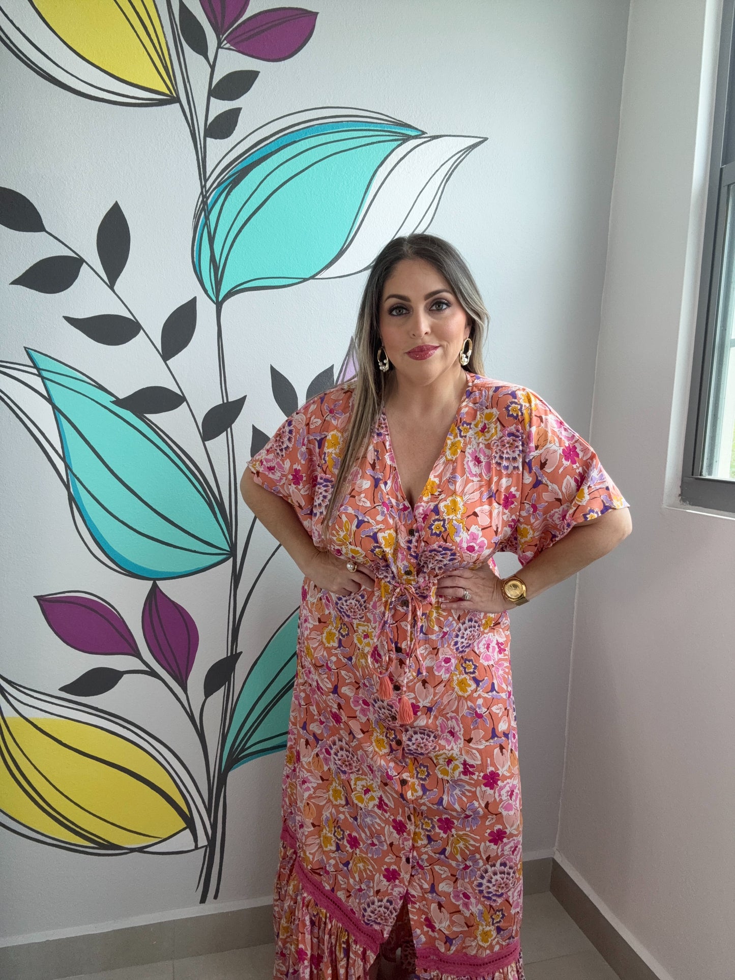 Flower Print Boho Maxi Dress