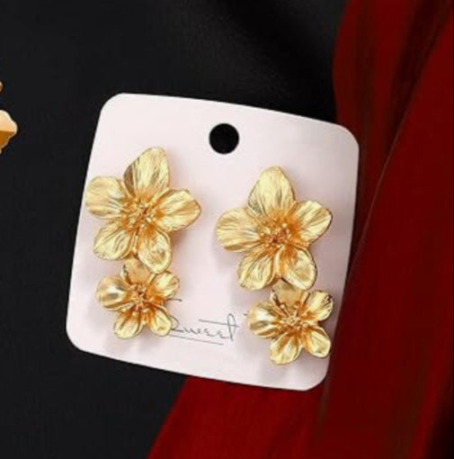 Flower Gold Statement Earrings