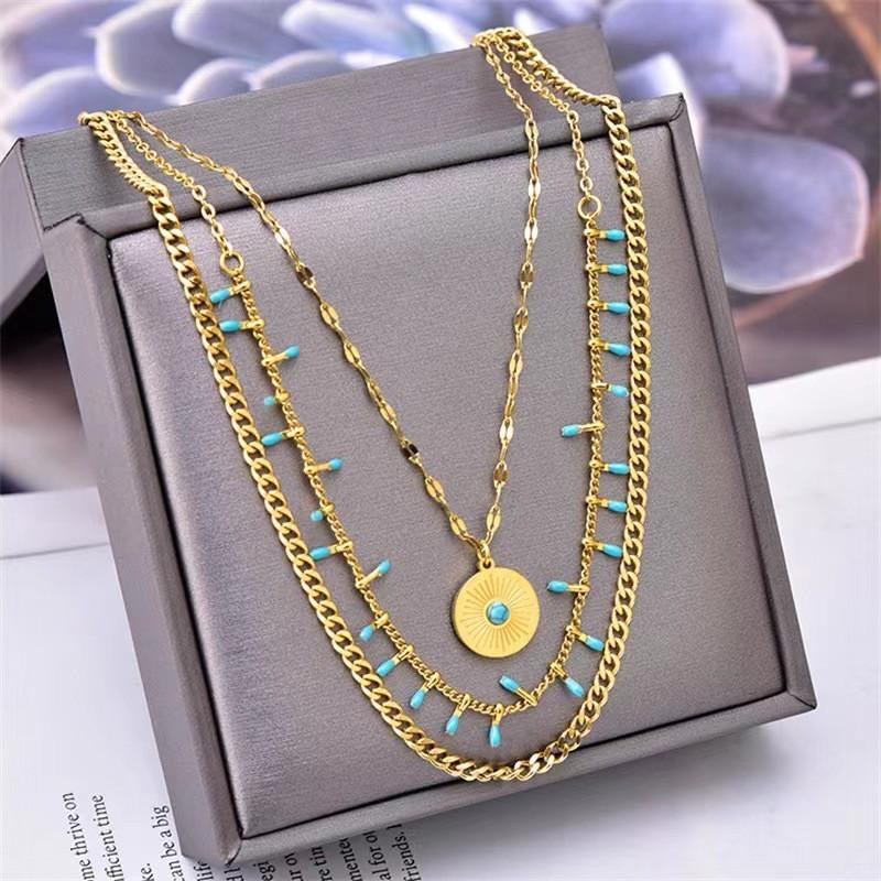 Multi Layer Turquoise & Gold Necklace