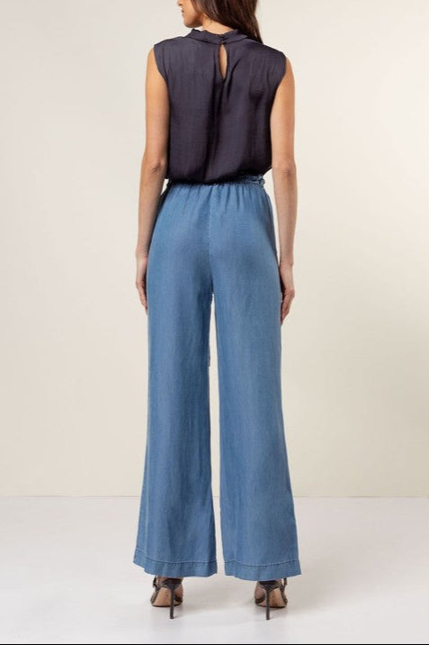 Tie Waist Wide Leg Tencel Pants