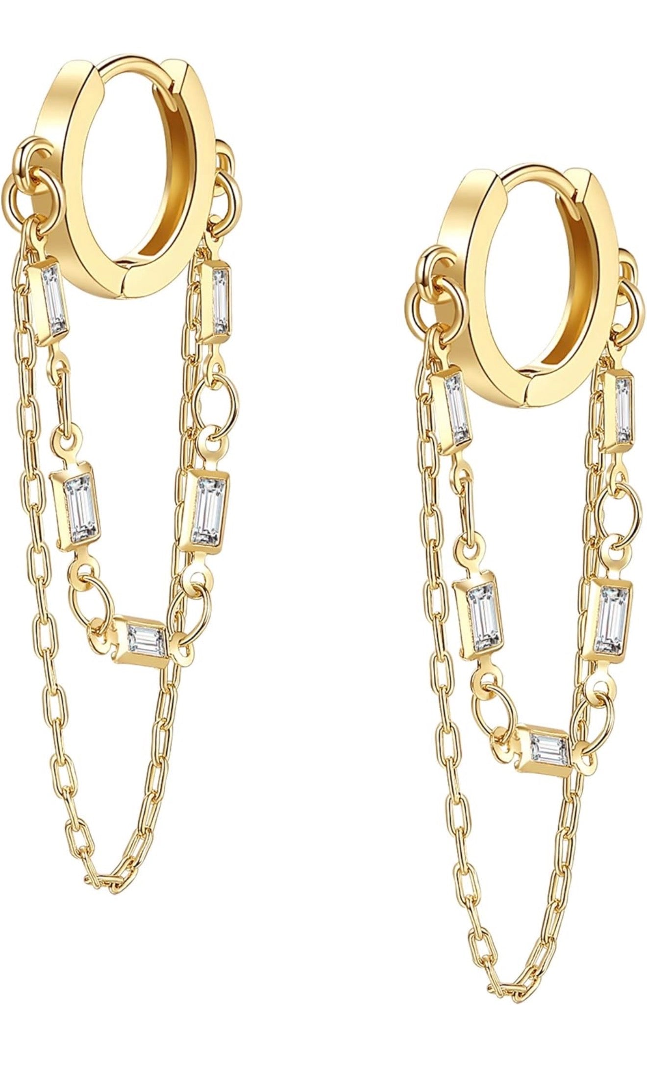Chain Zircon Hoop Earrings