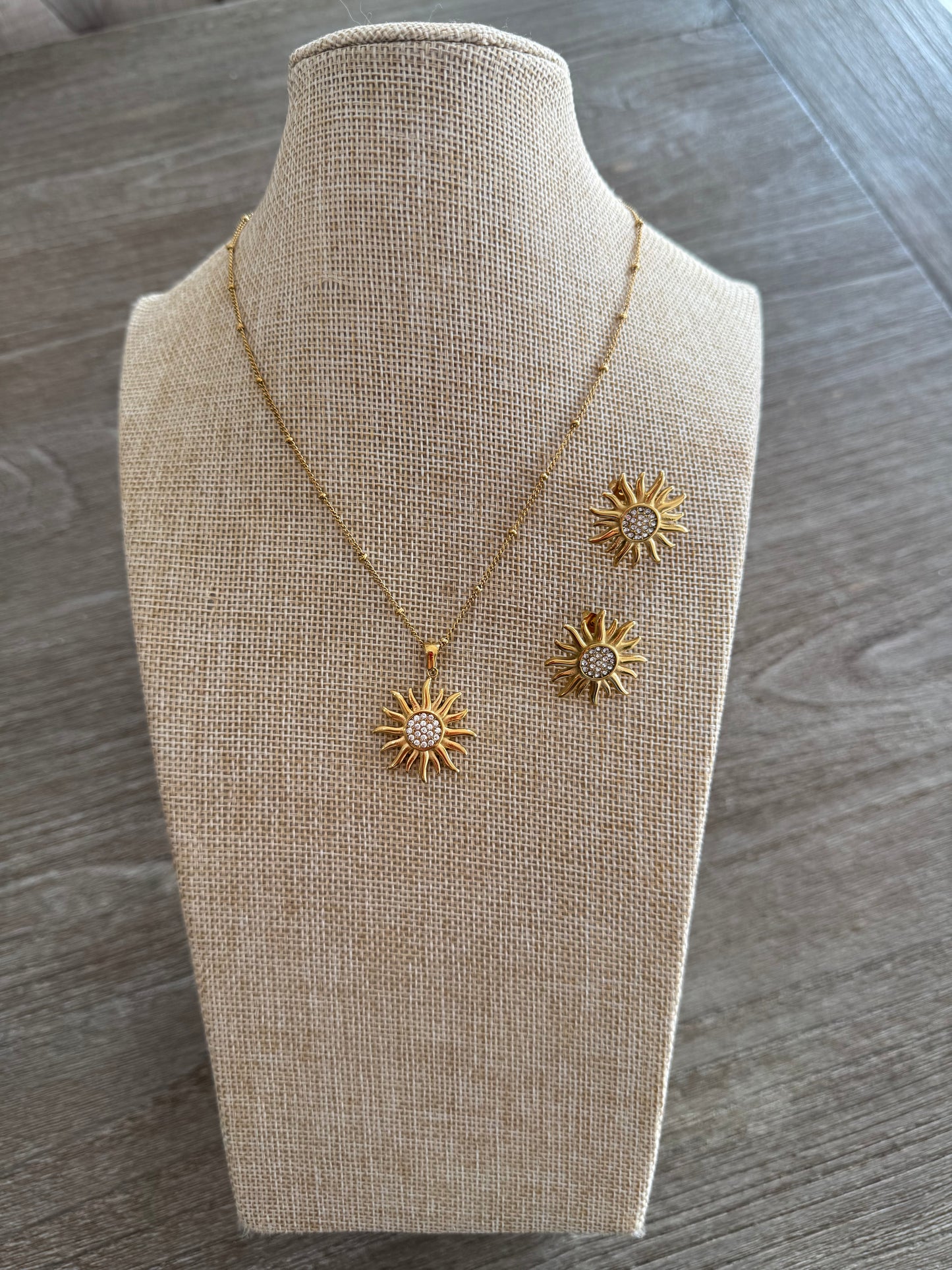 Sunflower Earrings and Necklace Set