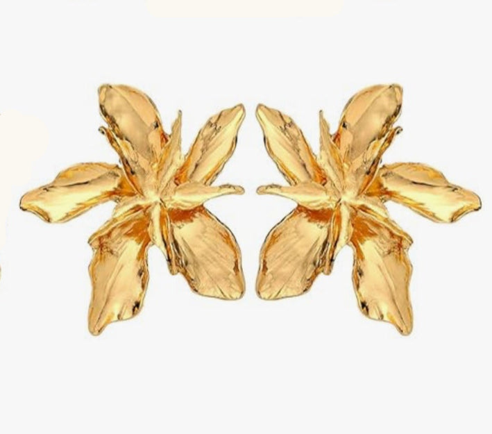 Floral Gold Statement Earrings