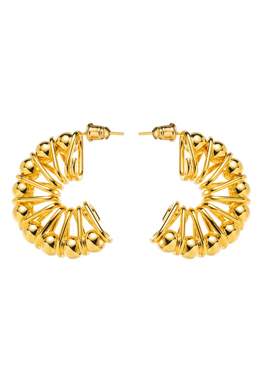 18K Plated Copper Half Hoop Beaded Earrings