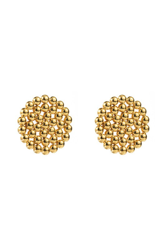 Stainless Steel Round Bead Geometric Stud Earrings