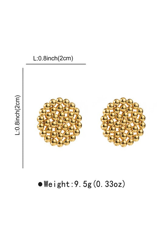 Stainless Steel Round Bead Geometric Stud Earrings