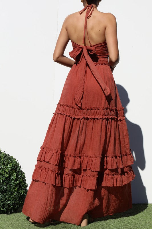 Ruffled Detail Maxi Dress