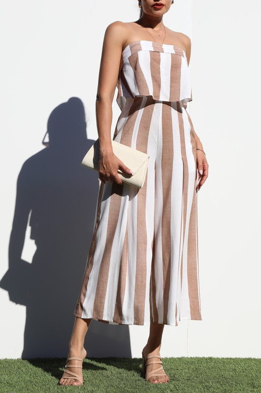 Stripes Strapless Jumpsuit