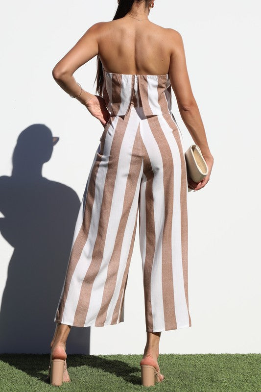 Stripes Strapless Jumpsuit