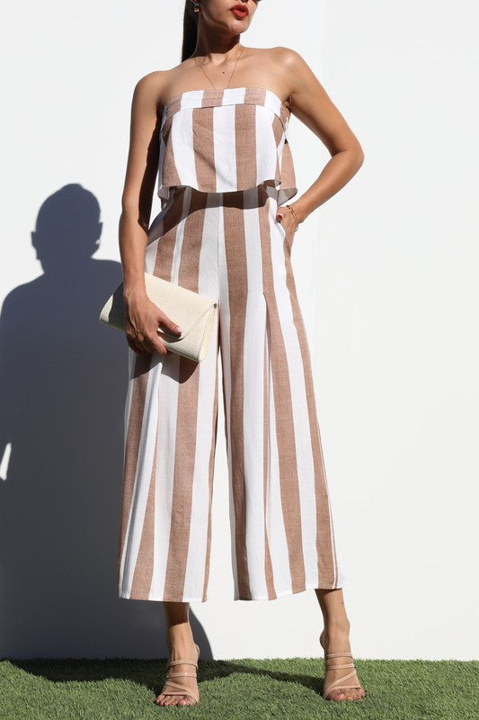 Stripes Strapless Jumpsuit