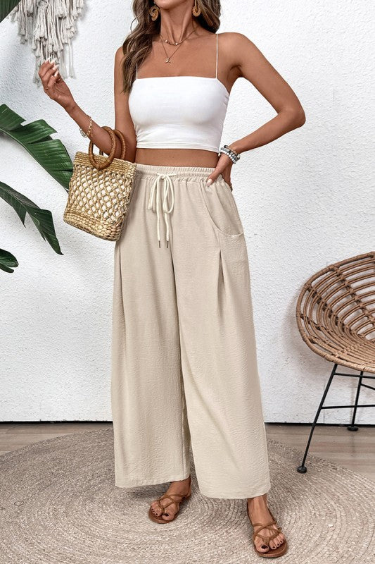 Drawstring High-waist Pants