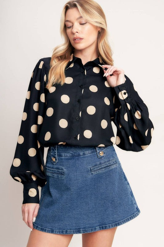 Polka Dots Long Sleeve Top