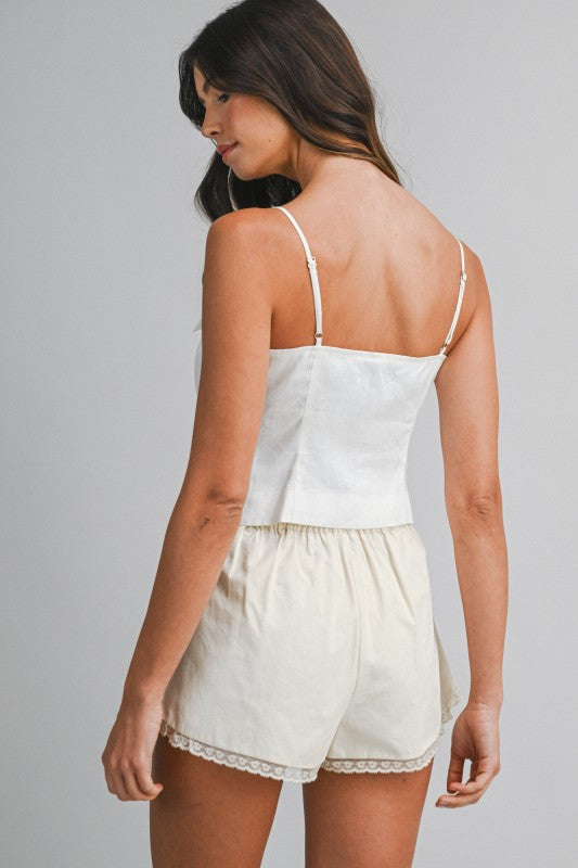 Linen Collared Strap Top