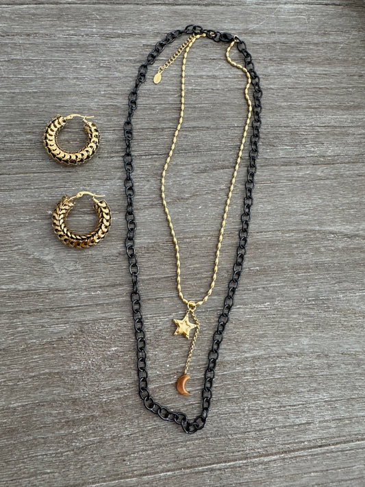 Moon and Star Necklace
