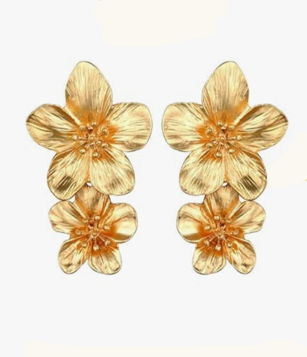 Flower Gold Statement Earrings