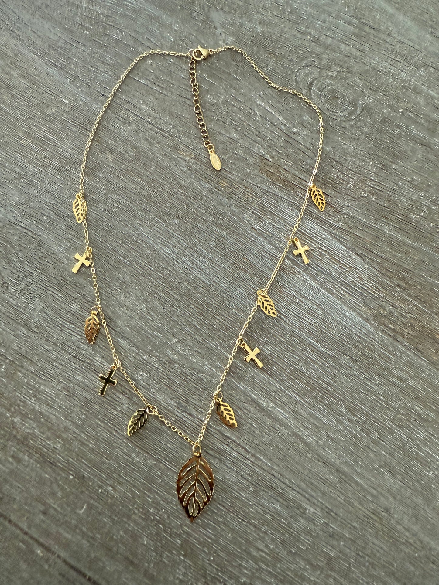Leaves & Crosses Necklace