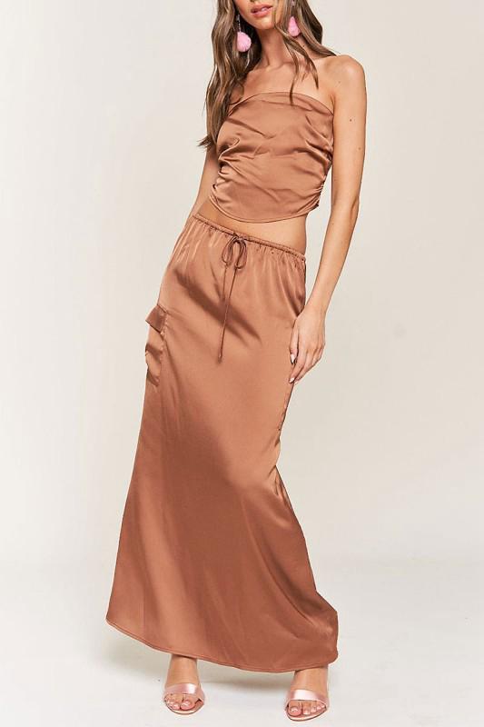 Top & Maxi Skirt Satin Set