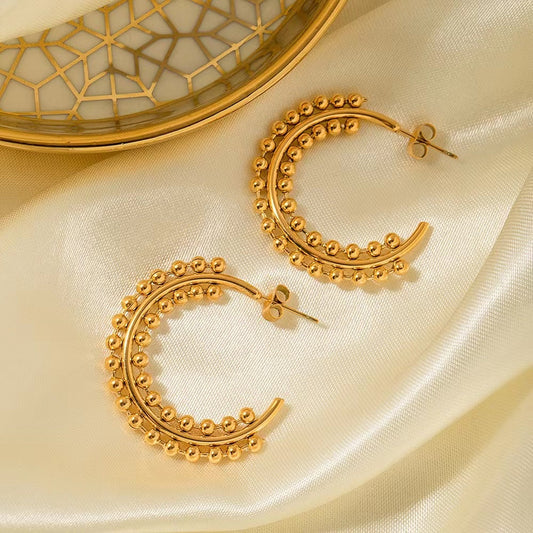 Multi Balls Hoop Gold Turkish Earring