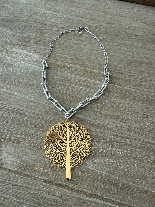 Tree of Life Two Tones Necklace