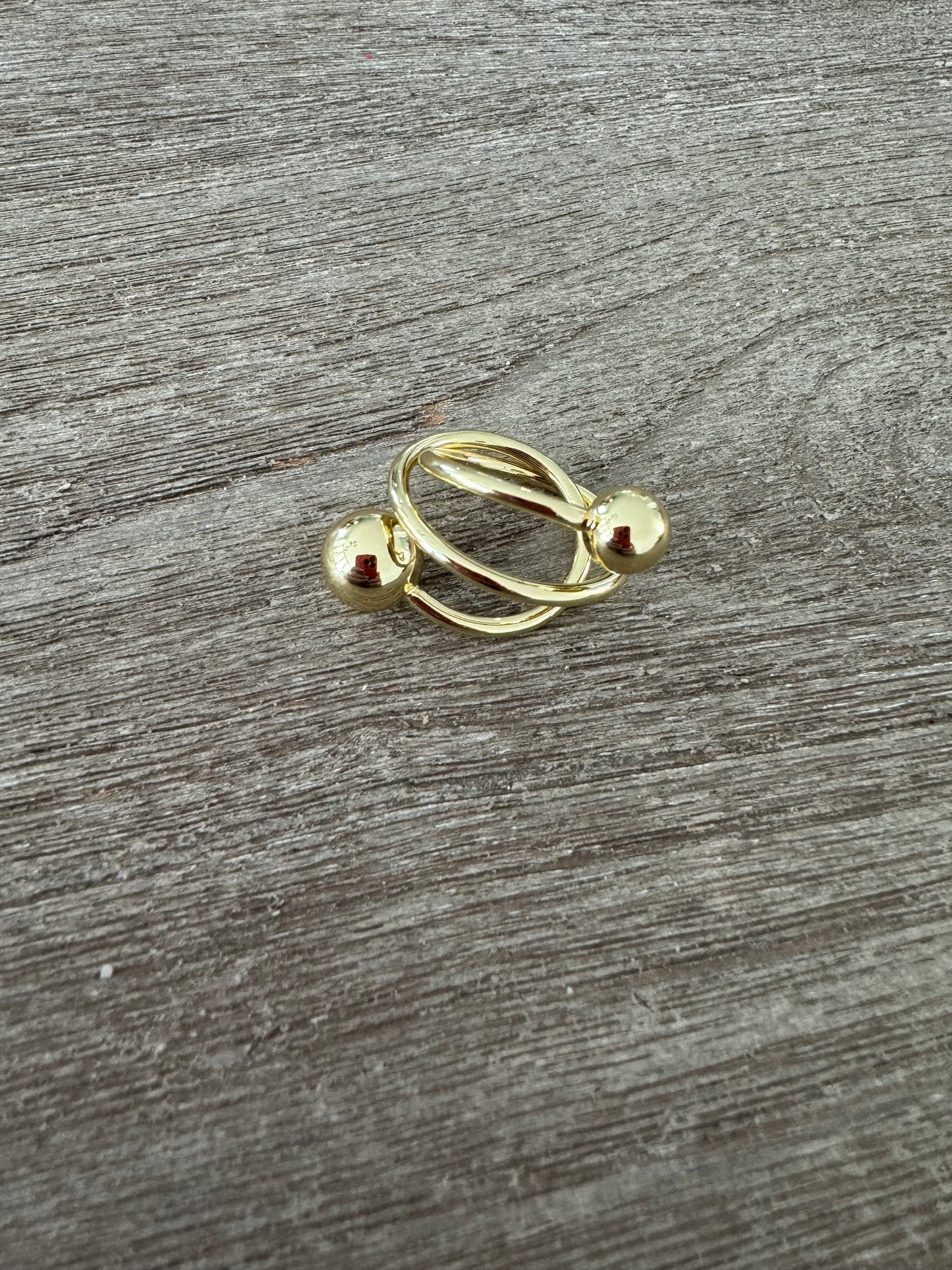 Two Globe Cross Gold Turkish Ring