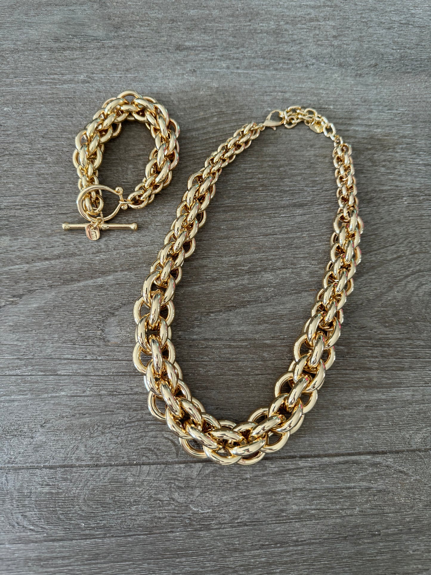 Gold Double Hoop Chain Turkish Bracelet