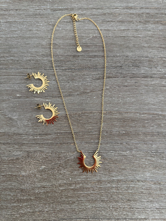 Radiant Sun Necklace & Earrings Set