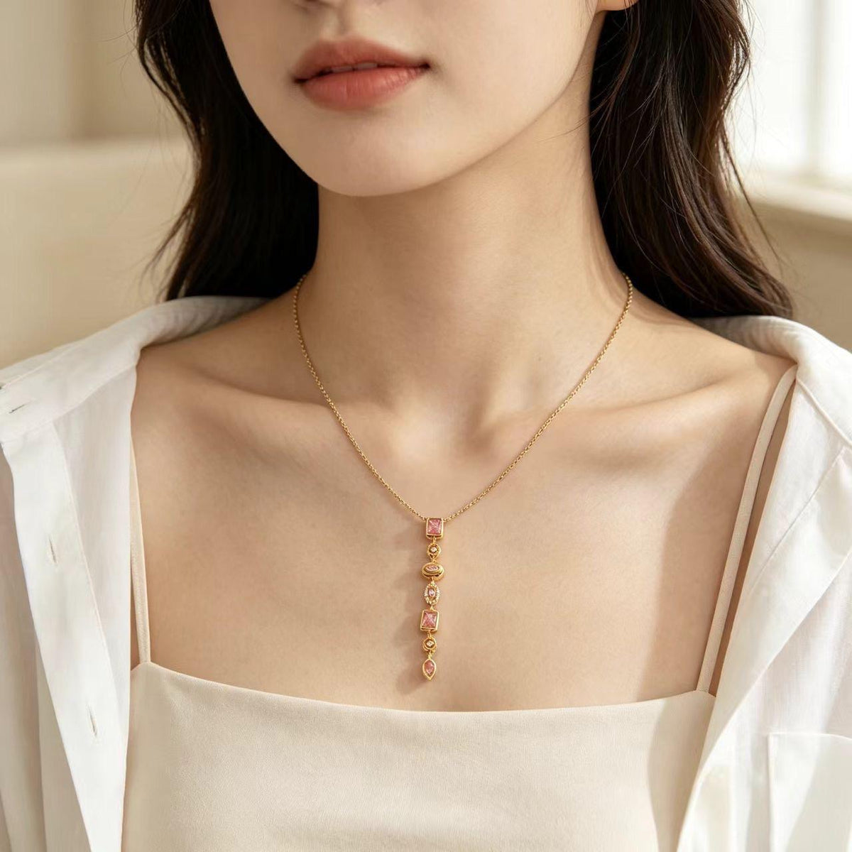 Pink Lariat Necklace