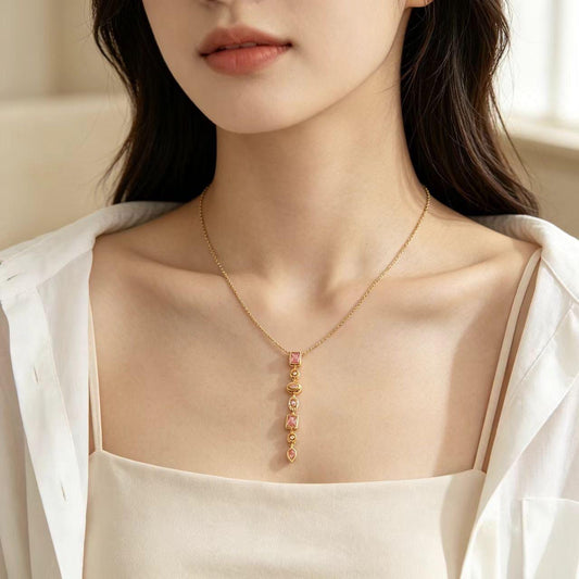 Pink Lariat Necklace