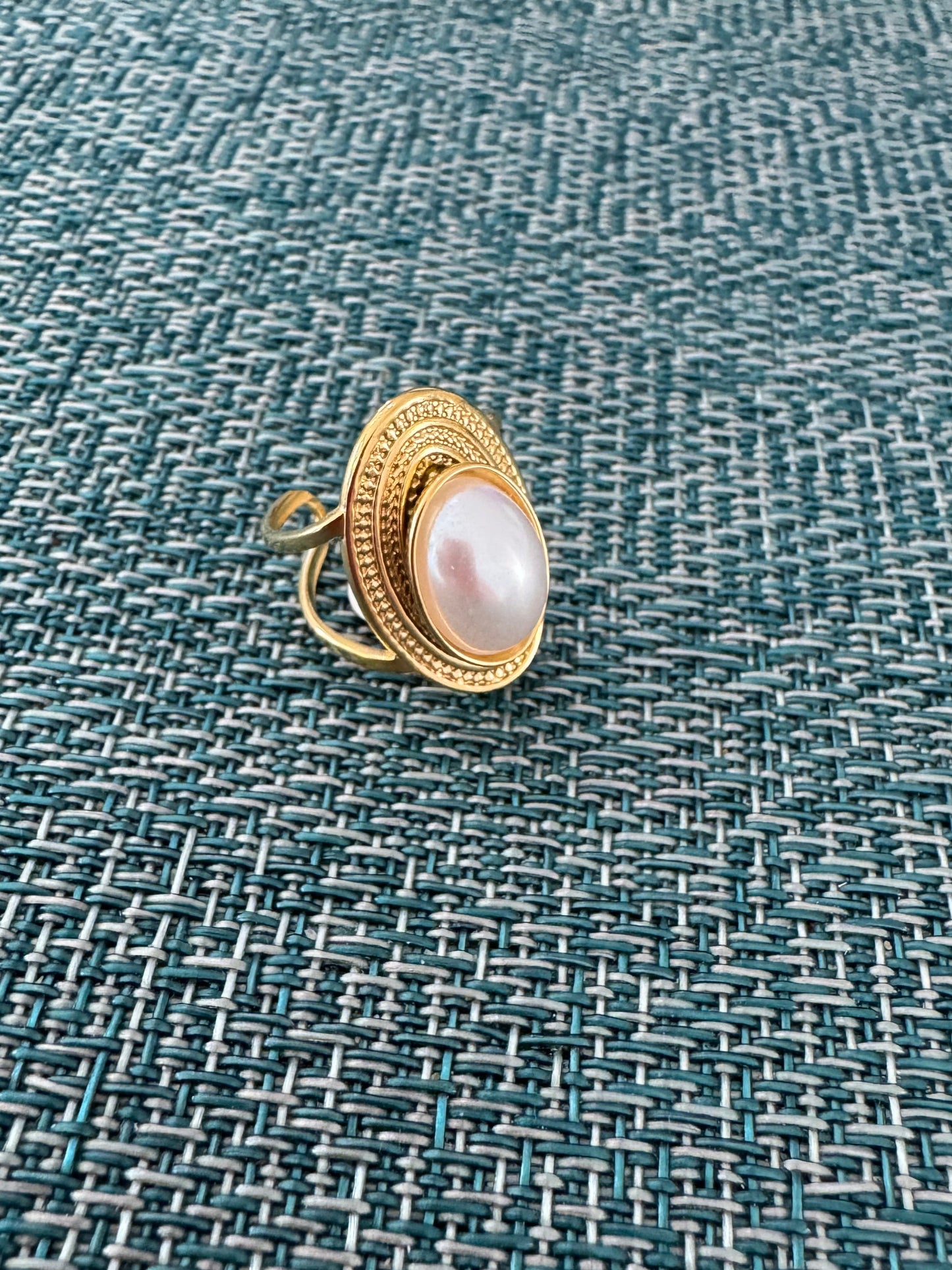 Pearl Adjustable SS Ring