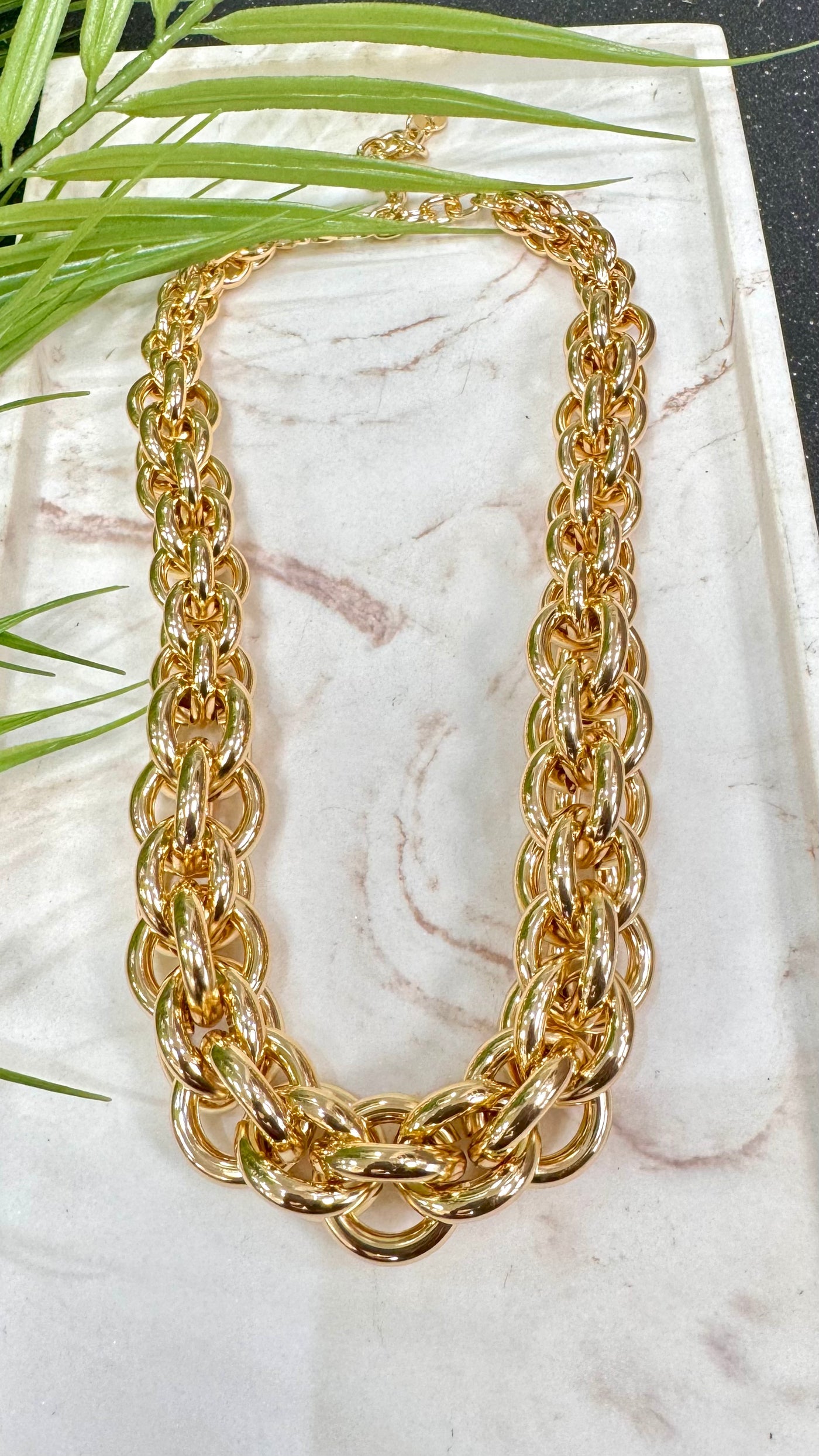Gold Double Hoop Chain Turkish Necklace