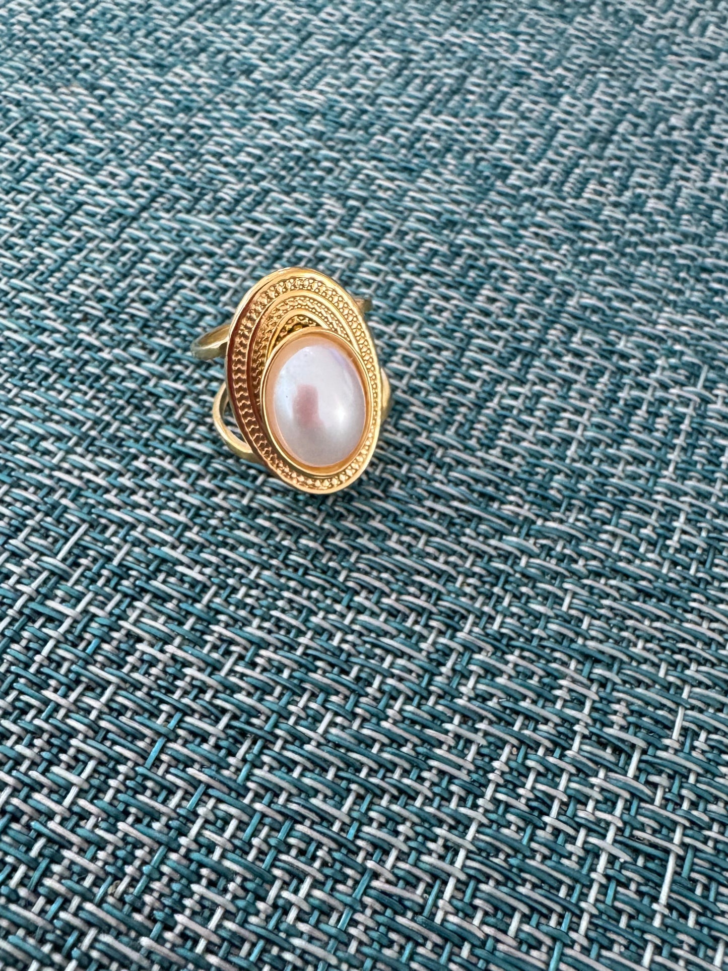 Pearl Adjustable SS Ring