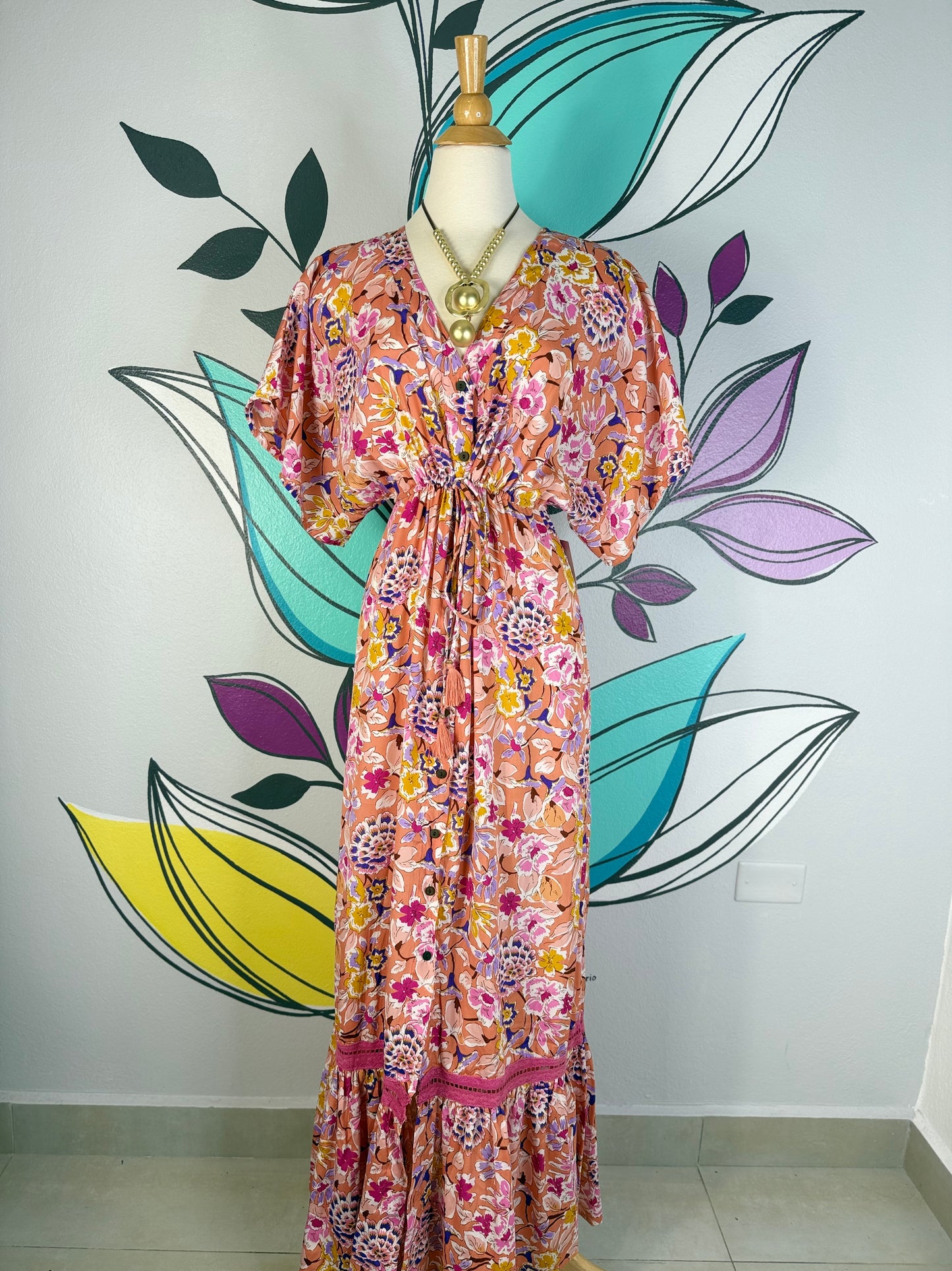 Flower Print Boho Maxi Dress