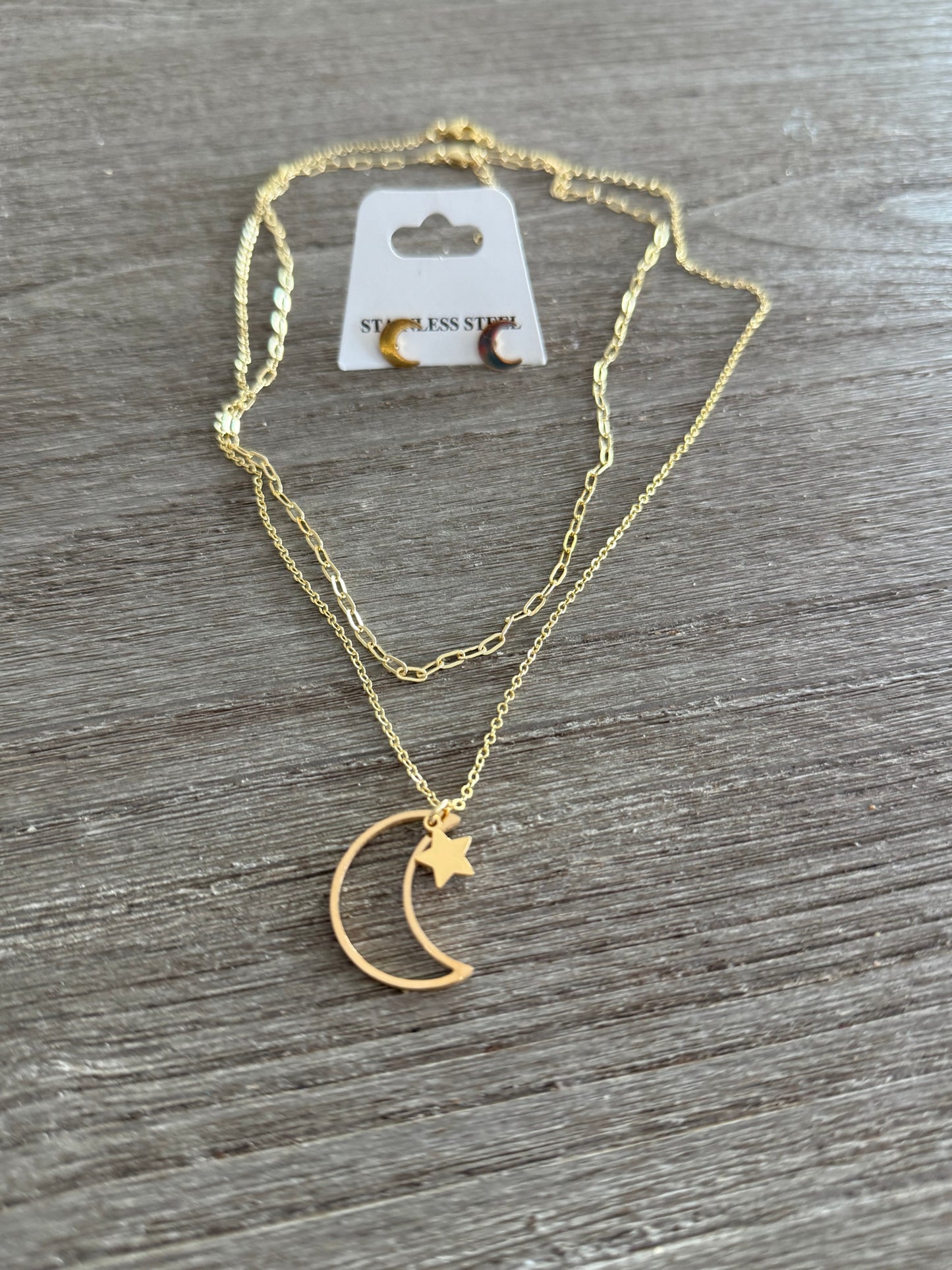 Moon & Star Necklace Set