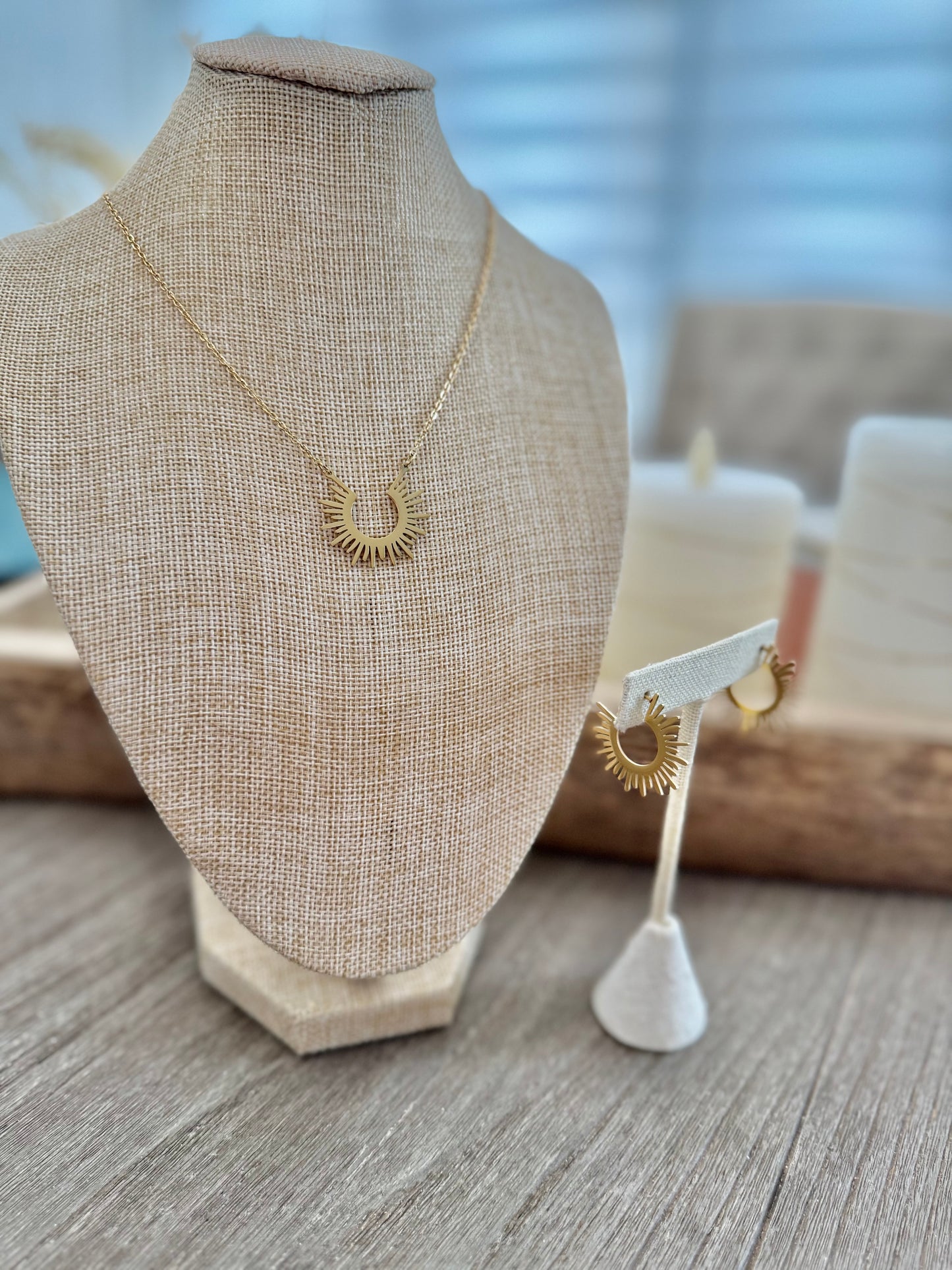 Radiant Sun Necklace & Earrings Set