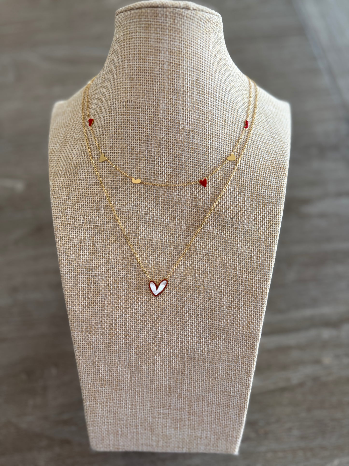 Red and Gold Hearts SS Necklace