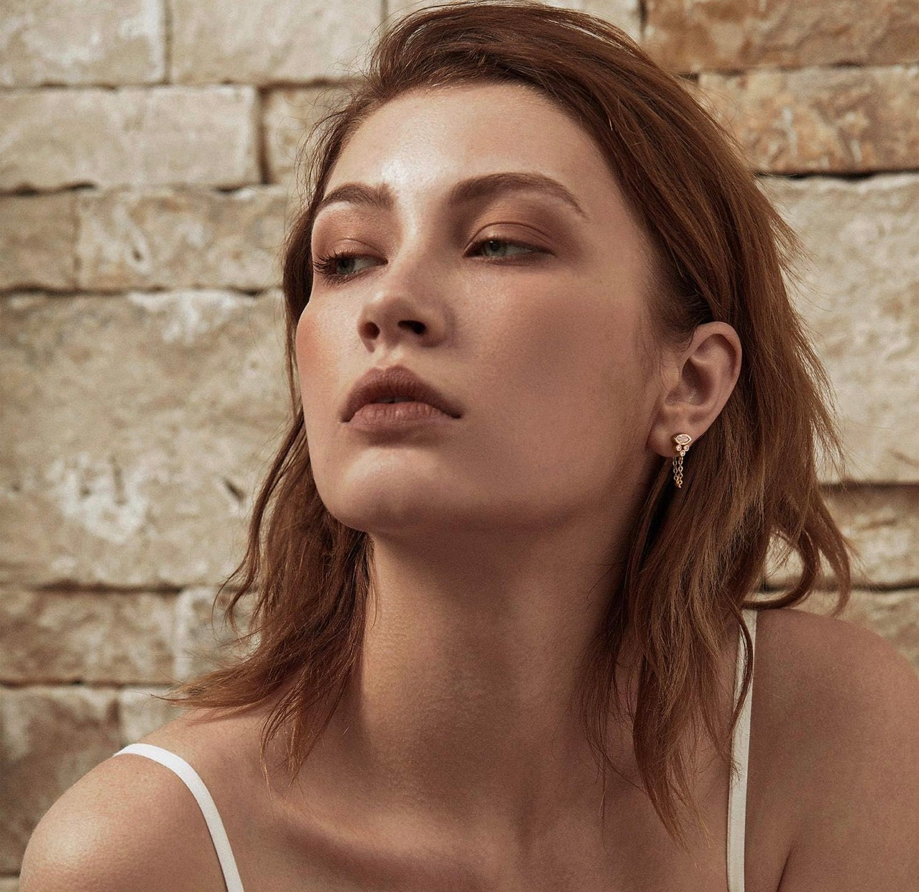 Eye chain hoop earrings