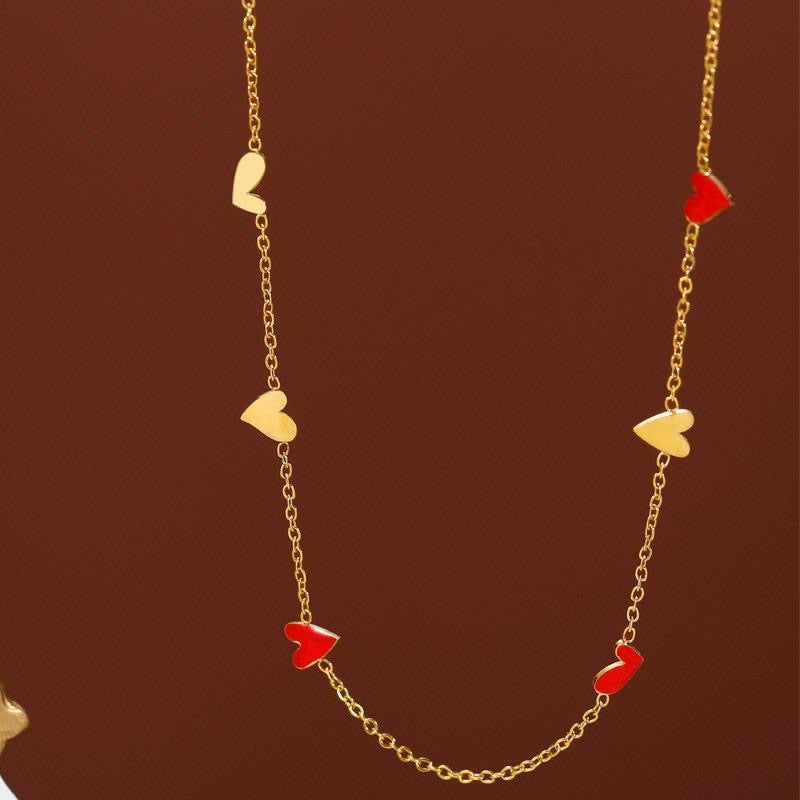 Red and Gold Hearts SS Necklace