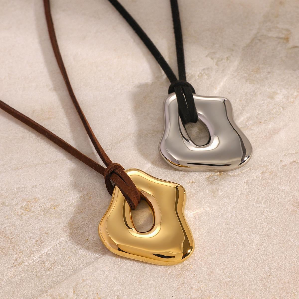 Abstract Sude Adjustable Necklace