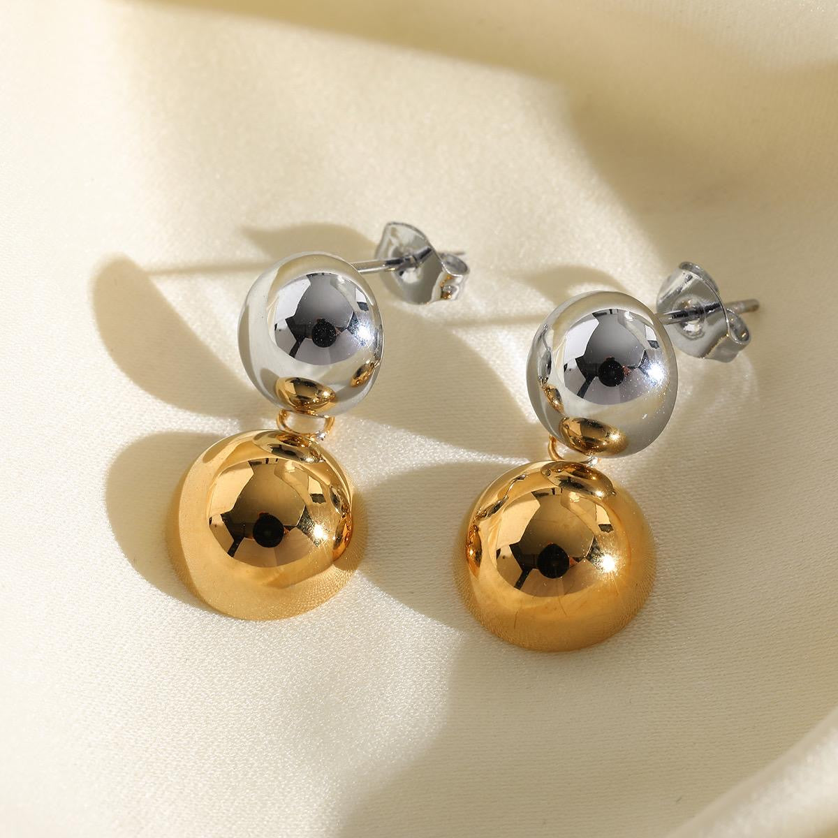 Two Tones Ball Earrings