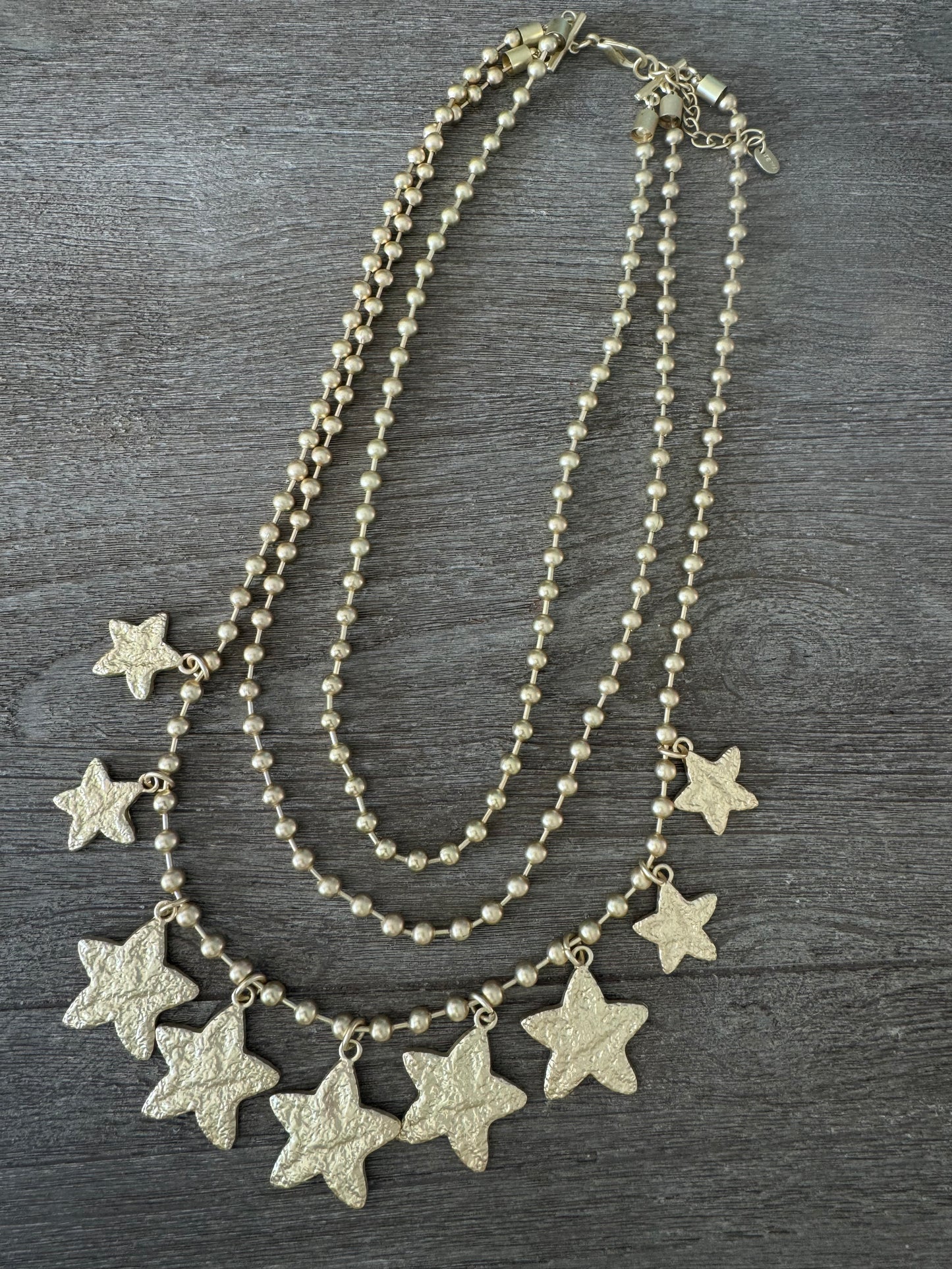3 Layers Hanging Star Gold Turkish Necklace