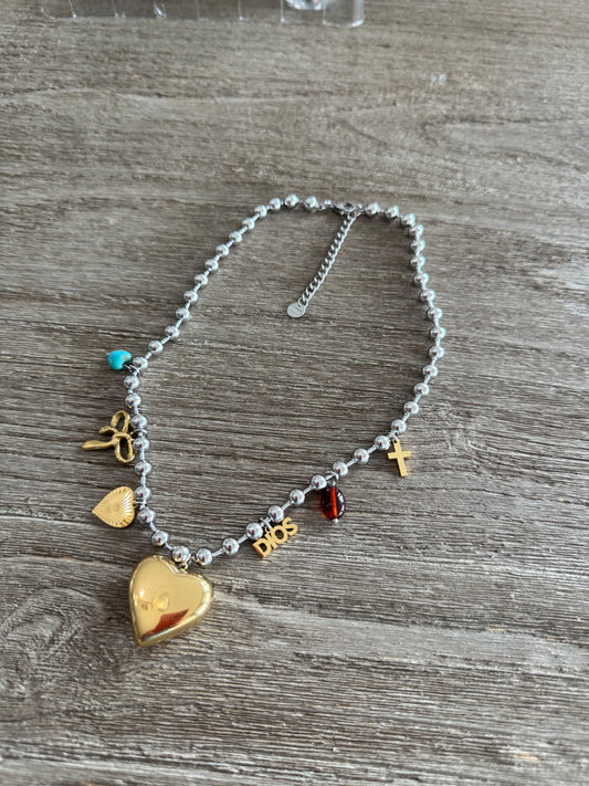 Multi Charm 2 Tones Necklace