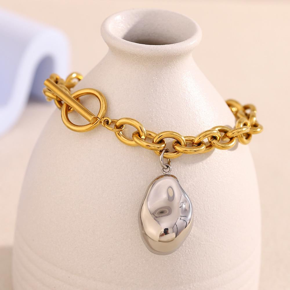Two Tones Necklace & Bracelet Set