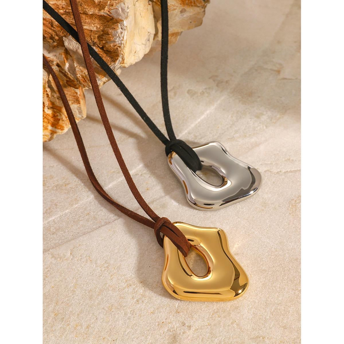 Abstract Sude Adjustable Necklace