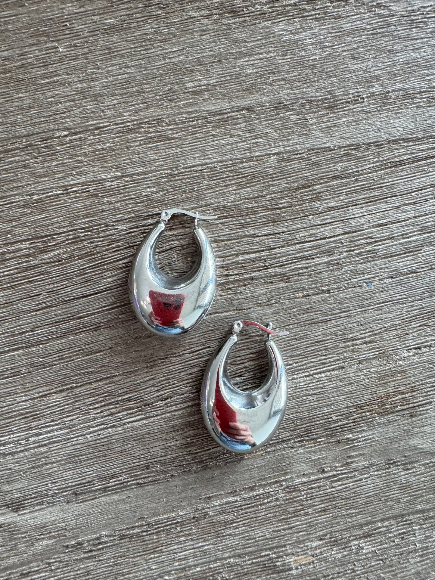 Silver Oval SS Hoops Earrigns