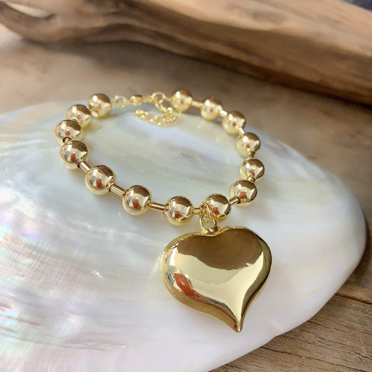 Globe Gold Bold Heart 18K Bracelet