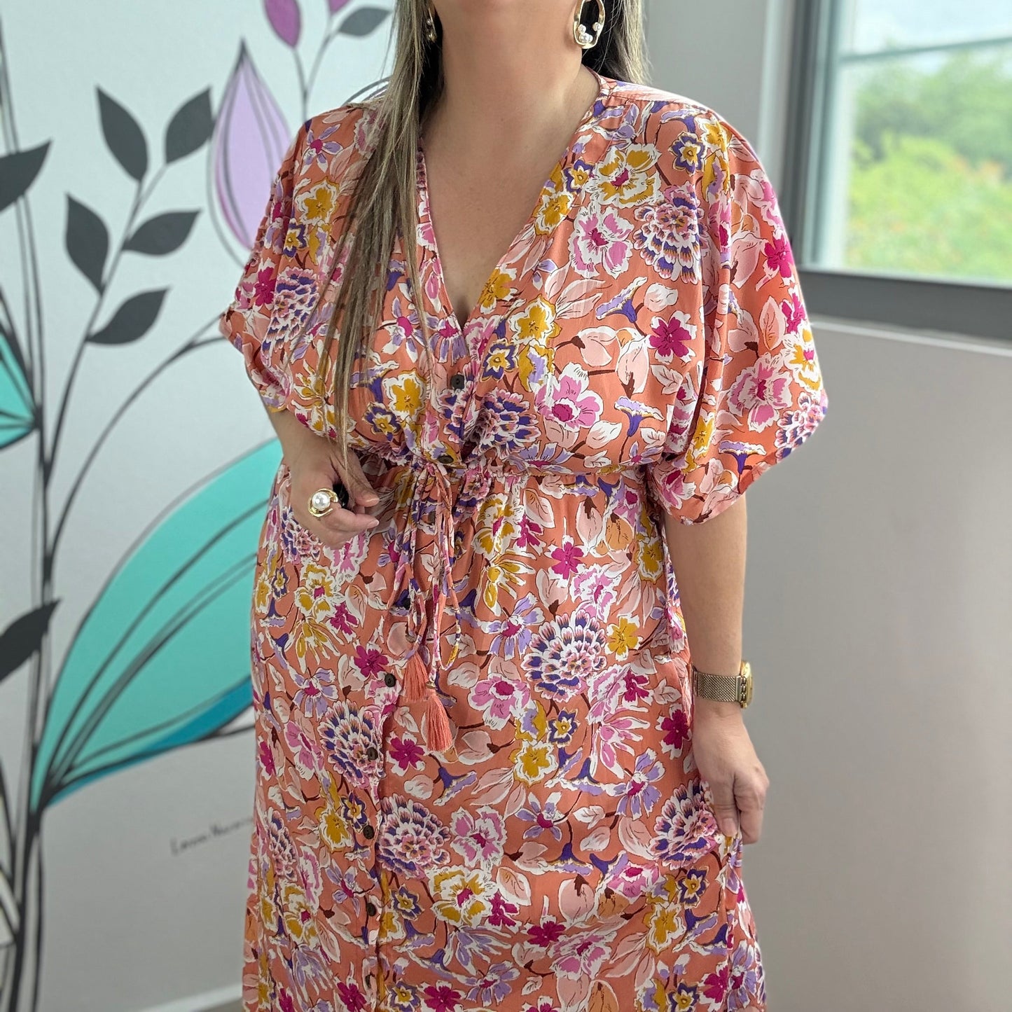 Flower Print Boho Maxi Dress