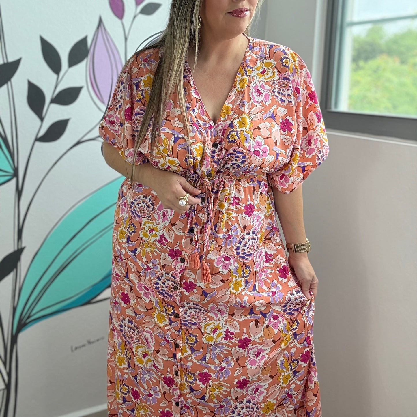 Flower Print Boho Maxi Dress