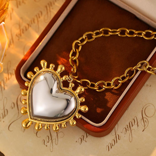 Two Tones Heart Necklace