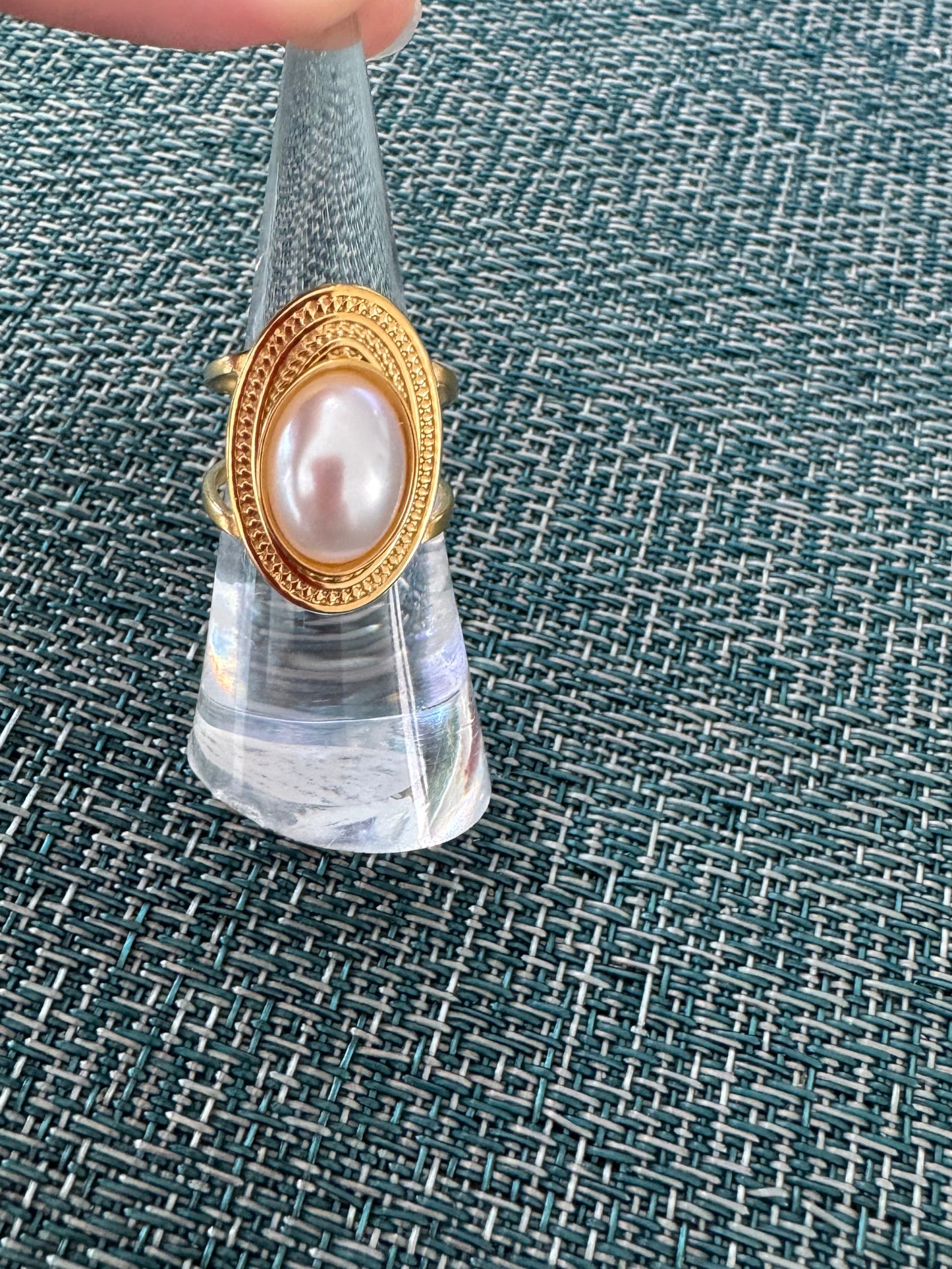 Pearl Adjustable SS Ring