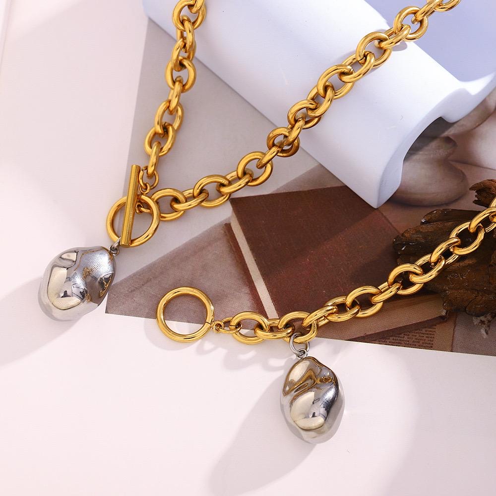 Two Tones Necklace & Bracelet Set